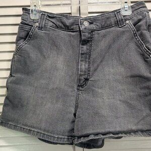 Riveted Denim Jean Shorts Gray Med Wash Size 12M High Rise Zip Pockets